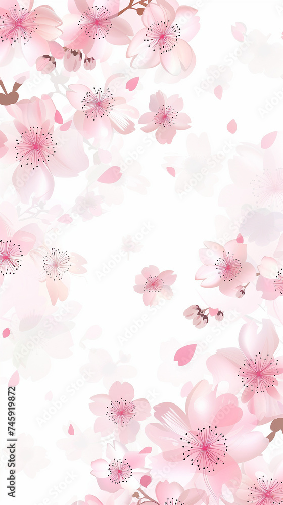 Cherry blossom isolated on white. AI generated art illustration.