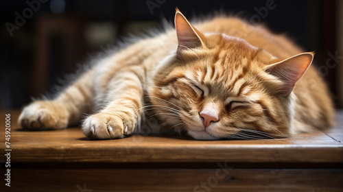 A cat lying on a table. © Creative