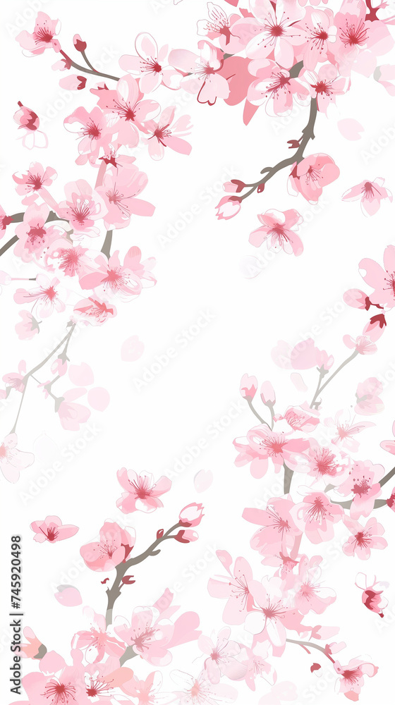 Fototapeta premium Cherry blossom isolated on white. AI generated art illustration.
