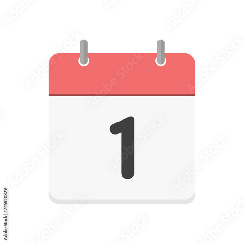 1日の日付と日めくりカレンダーのアイコン - シンプルな月初･カウントダウン･1点のイメージ
