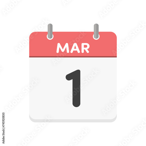 3月1日･MAR 1st の日めくりカレンダーのアイコン - 3/1の行事や月初のイメージ素材