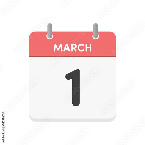 3月1日･MARCH 1st の日めくりカレンダーのアイコン - 3/1の行事や月初のイメージ素材