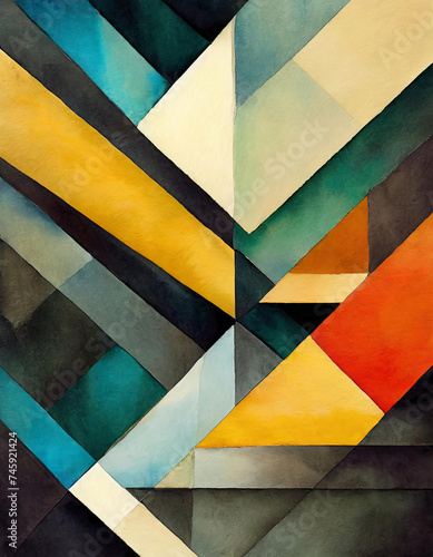 Colorful abstract art painting geometric style. Generative AI.