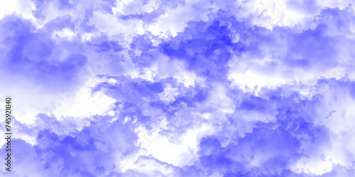 Clouds and sky with pastel colors Sweet color with beautiful nature. Blue watercolor canvas texture background. The sky, white clouds, a beautiful background for design and presentation. 
