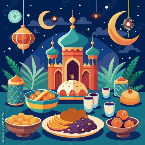 Ramadan Iftar vector illustration graphics