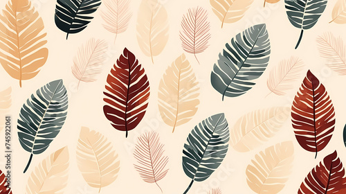 Abstract botanical art background vector, natural hand drawn pattern design