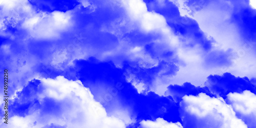 Clouds and sky with pastel colors Sweet color with beautiful nature. Blue watercolor canvas texture background. The sky, white clouds, a beautiful background for design and presentation. 
