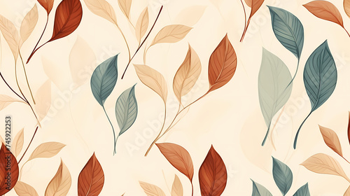 Abstract botanical art background vector, natural hand drawn pattern design