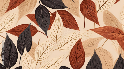 Abstract botanical art background vector, natural hand drawn pattern design