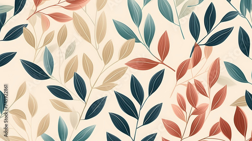 Abstract botanical art background vector, natural hand drawn pattern design