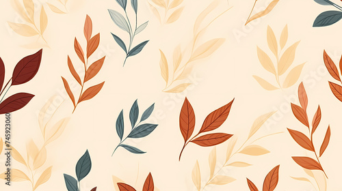 Abstract botanical art background vector, natural hand drawn pattern design
