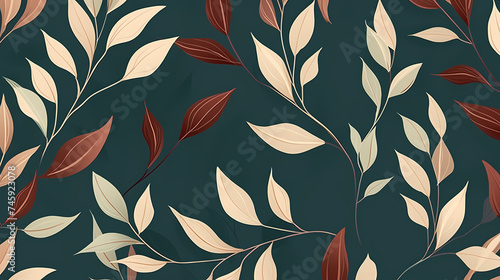 Abstract botanical art background vector, natural hand drawn pattern design