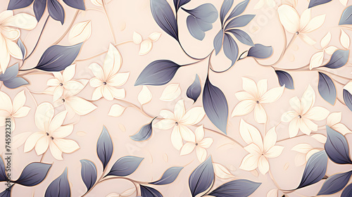 Abstract botanical art background vector, natural hand drawn pattern design