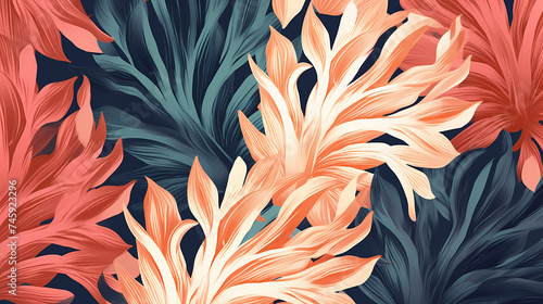 Abstract botanical art background vector, natural hand drawn pattern design