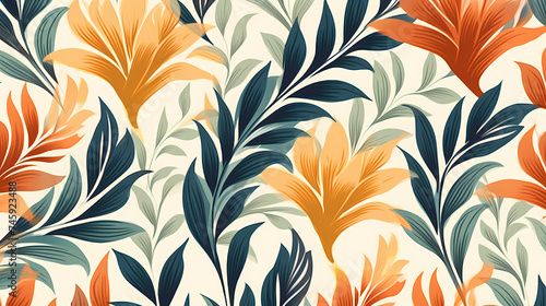 Abstract botanical art background vector, natural hand drawn pattern design