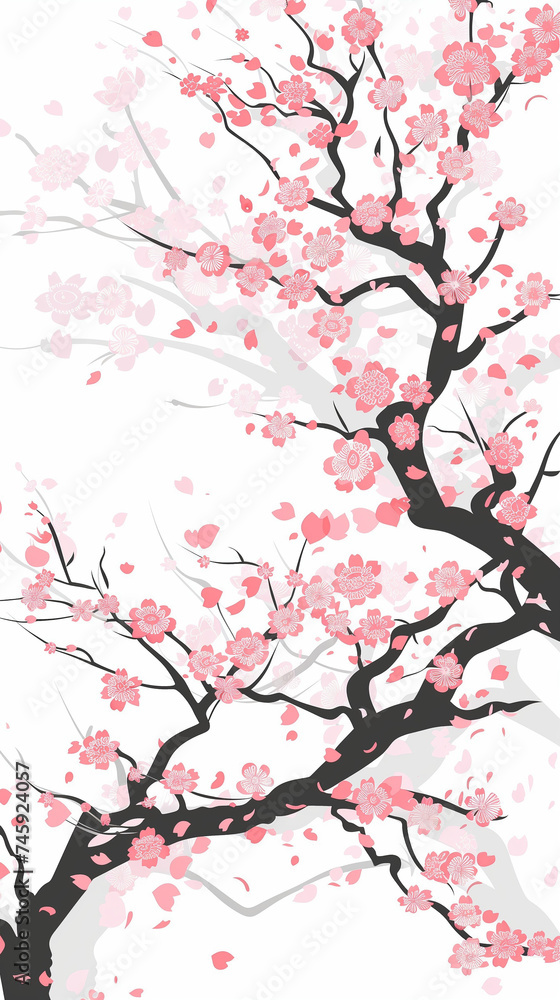 Cherry blossom isolated on white. AI generated art illustration. Cherry blossom isolated on white. AI generated art illustration.