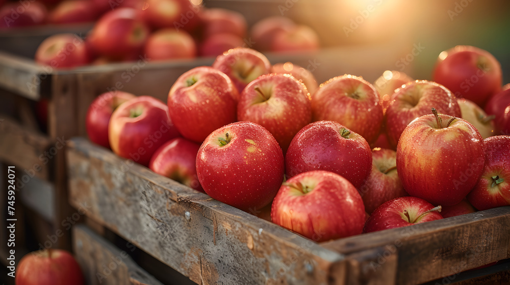 A mountain of shiny red apples piled up. A mountain of shiny red apples piled up.