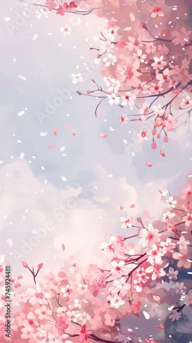  Cherry blossom isolated on white. AI generated art illustration.