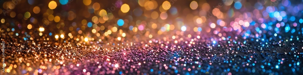 multi-colored sparkles with blurred background.