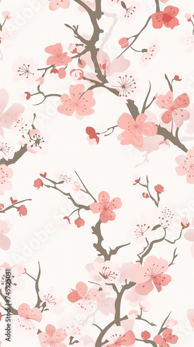  Cherry blossom isolated on white. AI generated art illustration.