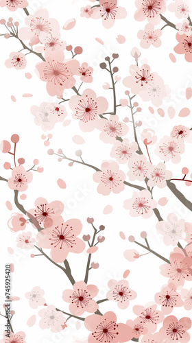  Cherry blossom isolated on white. AI generated art illustration.