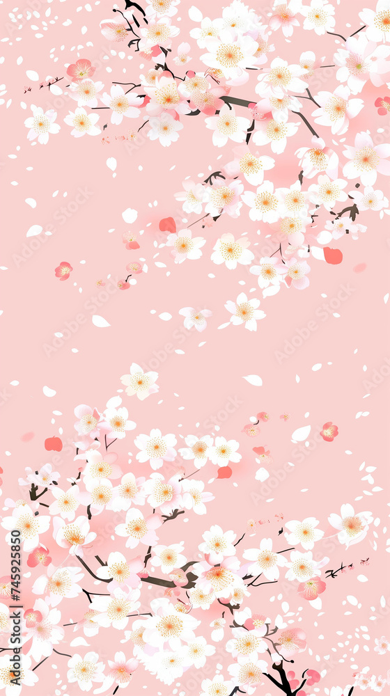 Cherry blossom isolated on white. AI generated art illustration. Cherry blossom isolated on white. AI generated art illustration.