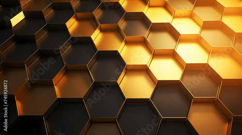 Hexagon geometry, hexagon print texture background banner panorama © ma