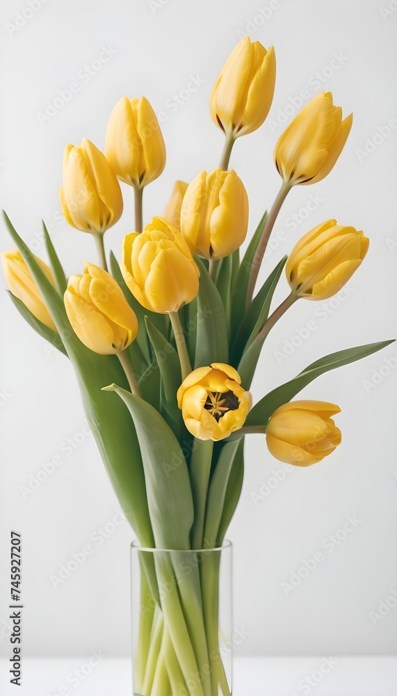 Bouquet of yellow tulips on a white background Bouquet of yellow tulips on a white background