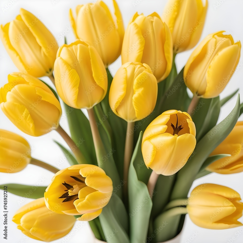 Bouquet of yellow tulips on a white background Bouquet of yellow tulips on a white background