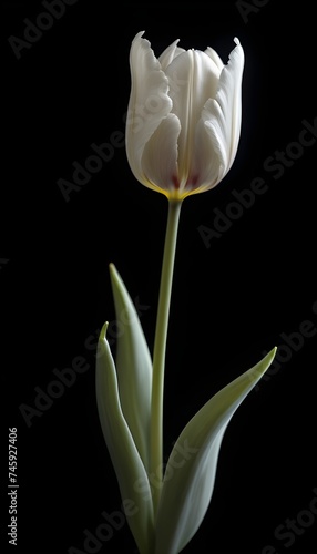 White tulip on a white background