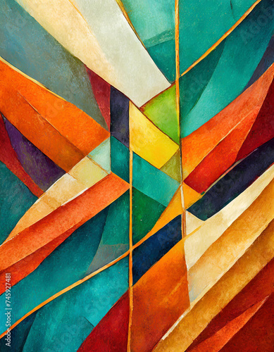 Colorful abstract art painting geometric style. Generative AI.
