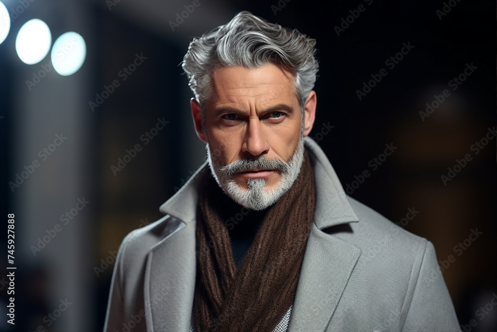 Fototapeta premium Generative AI picture of High fashion show with beautiful young male female model in fine designers outfit Generative AI
