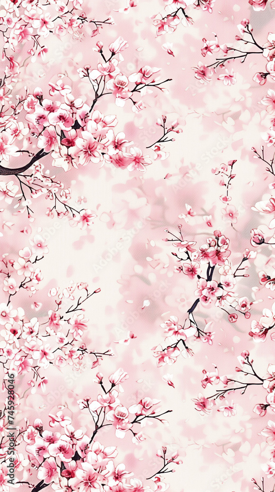 Fototapeta premium Cherry blossom isolated on white. AI generated art illustration.