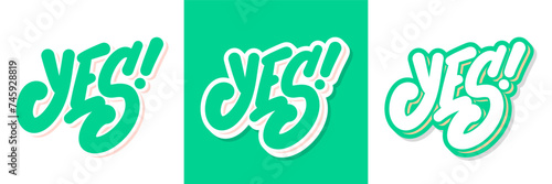 Yes word. Vector handwritten letterings.