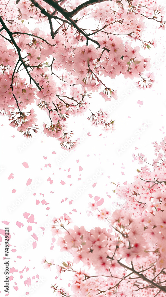 Cherry blossom isolated on white. AI generated art illustration.