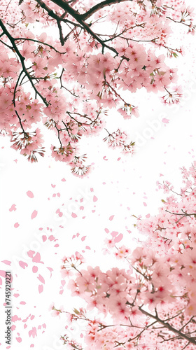 Cherry blossom isolated on white. AI generated art illustration.