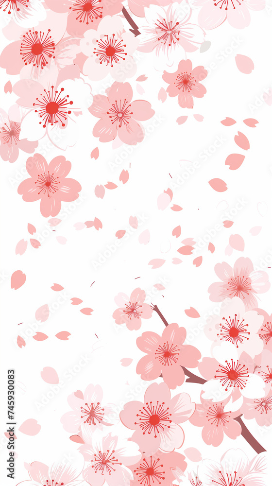 Cherry blossom isolated on white. AI generated art illustration.