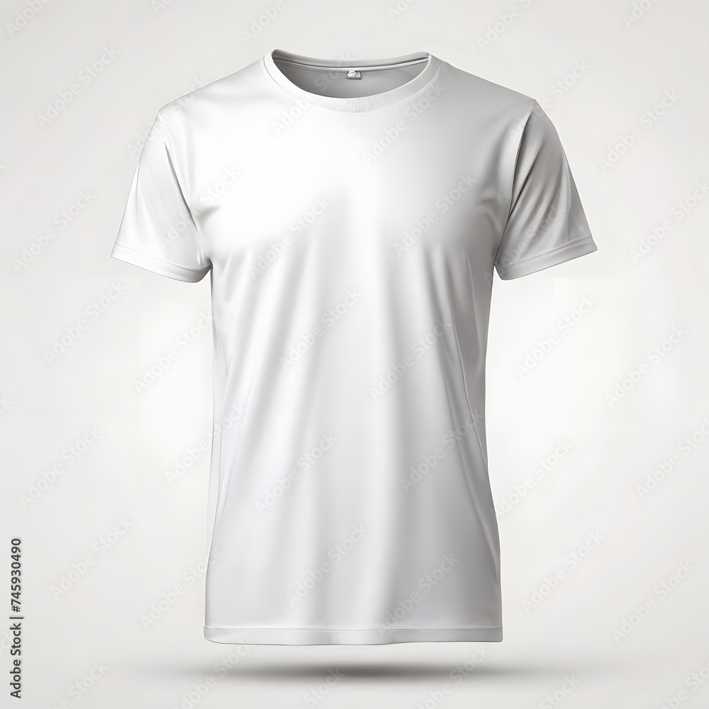 Men's white blank T-shirt template, natural shape on the invisible mannequin, for your design mockup for print, isolated on a white background.mockup concept with plain clothing Men's white blank T-shirt template, natural shape on the invisible mannequin, for your design mockup for print, isolated on a white background.mockup concept with plain clothing