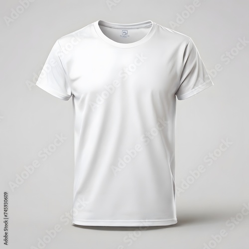 Men's white blank T-shirt template, natural shape on the invisible mannequin, for your design mockup for print, isolated on a white background.mockup concept with plain clothing
