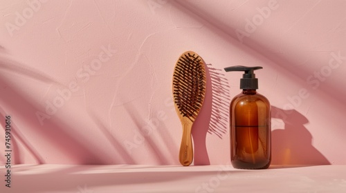 Minimalist Beauty Essentials: Wooden Hairbrush and Amber Glass Spray Bottle