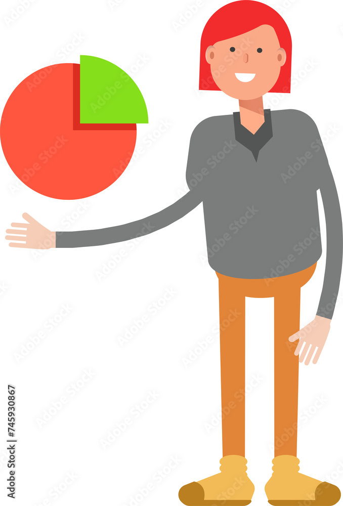 Woman Character Holding Pie Chart
Woman Character Holding Pie Chart