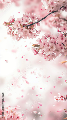 Cherry blossom isolated on white. AI generated art illustration. © Fire