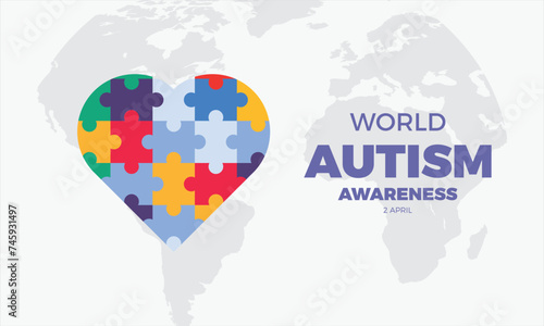 Flat world autism awareness day illustration