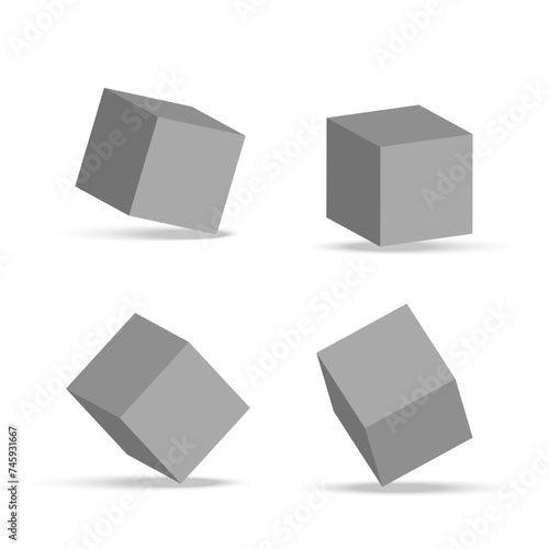 Cube rotation perspective. Geometric form spin. Abstract shape vector. Vector illustration. EPS 10.