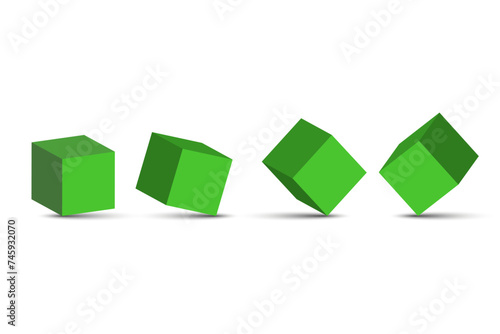 Cube green 3D geometry. Vector illustration. EPS 10.