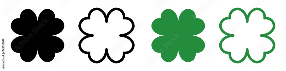Clover icon symbol set basic simple design Clover icon symbol set basic simple design