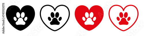 Heart with animal paw print icon