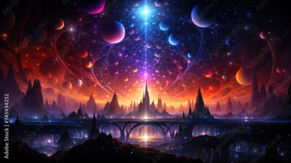Fototapeta premium Beautiful colorful space landscape.