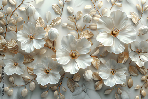 3d mural flower and wallpaper background. ©  Anamul509