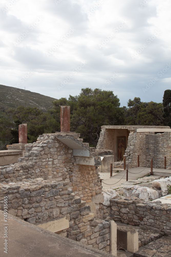Ancient ruins of archeological site Knossos, Crete in Spring Ancient ruins of archeological site Knossos, Crete in Spring